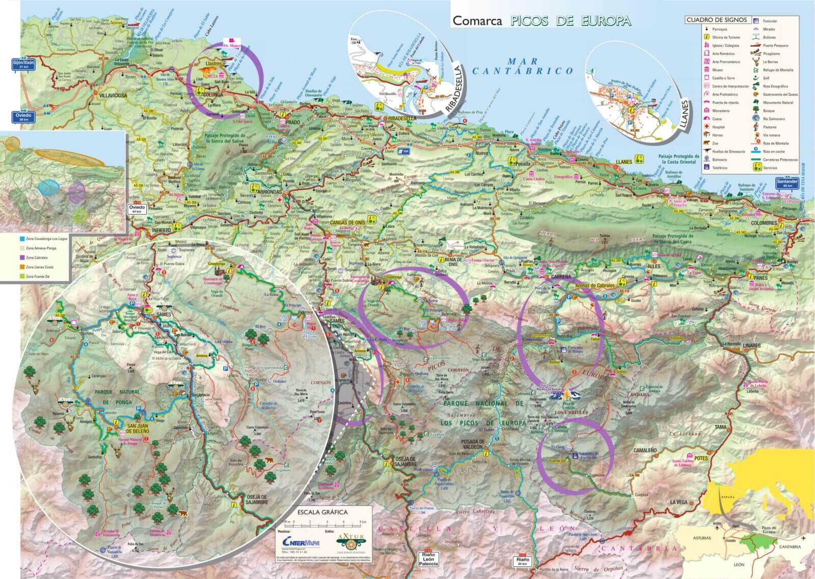 Mapa Casas en Los Picos de Europa Asturias